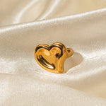 18K gold trendy exaggerated love-shaped design simple style ring - QH Clothing