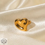 18K gold trendy exaggerated love-shaped design simple style ring - QH Clothing