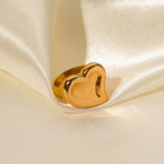 18K gold trendy exaggerated love-shaped design simple style ring - QH Clothing