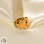 18K gold trendy exaggerated love-shaped design simple style ring - QH Clothing