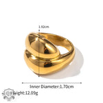 18K gold trendy exaggerated love-shaped design simple style ring - QH Clothing