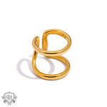 Gold-colored double-band ring featuring 18k gold simple style line design