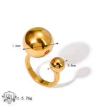 18k Gold Ring with Unique Double Ball Design featuring elegant gold-colored balls