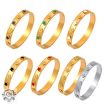 Six gold and one silver clover-motif bangles in 18K gold light luxury style