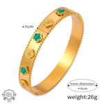 Gold-toned clover-motif bangle from 18K gold light luxury style bracelet collection