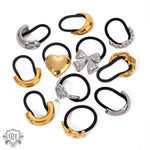 Assorted metal hair ties showcasing 18K gold geometric design hair accessories