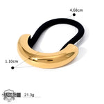 Gold-toned hair tie with black elastic in 18K gold geometric design hair accessories