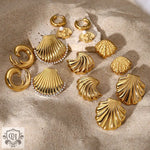 18K gold exquisite shell-shaped earrings embody beach style and light luxury elegance