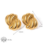 Pair of 18K gold twisted-design earrings in a beach style light luxury aesthetic