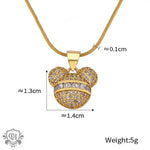 Gold-toned jeweled Mickey Mouse pendant necklace in 18K gold light luxury style