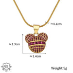 Gold-toned 18K gold necklace featuring a cartoon bear pendant with ruby accents