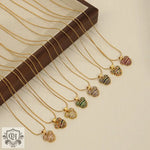 Gold necklaces featuring colorful mouse-shaped pendants in 18K gold light luxury design