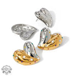 Heart-shaped earrings with colorful rhinestones in high-quality 18K gold design