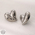 Silver heart-shaped earrings with embedded crystals in high-quality 18K gold design