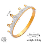 Gold-tone crown bangle with sparkling diamonds in 18K gold exquisite design elements