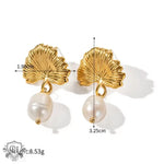 Gold leaf earrings with pearl drops in exquisite light luxury style design