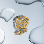 18k gold exquisite and noble flower with gold and silver color matching design ring - QH Clothing