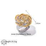 18k gold exquisite and noble flower with gold and silver color matching design ring - QH Clothing