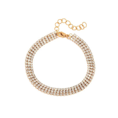 18K Gold Exquisite Multi-Layer Diamond Design Bracelet & Necklace - QH Clothing