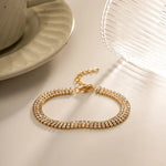 18K Gold Exquisite Multi-Layer Diamond Design Bracelet & Necklace - QH Clothing