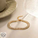 Gold-toned double-row rhinestone bracelet from 18K Gold Exquisite Diamond Design Bracelet