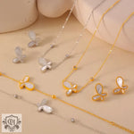 Butterfly-themed 18K gold jewelry set for daily wear and social occasions