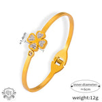 Gold-toned clover bangle from 18K Gold light luxury style bracelet collection