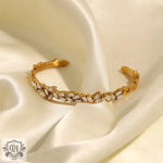 18K Gold Exquisitely Inlaid Zircon Open Bracelet - QH Clothing