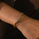 18K Gold Exquisitely Inlaid Zircon Open Bracelet - QH Clothing