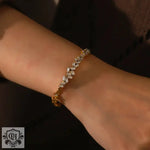 18K Gold Exquisitely Inlaid Zircon Open Bracelet - QH Clothing