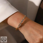 18K Gold Exquisitely Inlaid Zircon Open Bracelet - QH Clothing