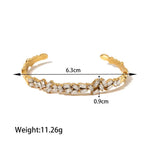 18K Gold Exquisitely Inlaid Zircon Open Bracelet - QH Clothing