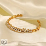 18K Gold Exquisitely Inlaid Zircon Open Bracelet - QH Clothing