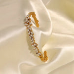 18K Gold Exquisitely Inlaid Zircon Open Bracelet - QH Clothing