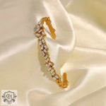 18K Gold Exquisitely Inlaid Zircon Open Bracelet - QH Clothing