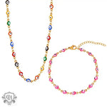 18K Gold Eye Design Necklace and Bracelet - QH Clothing