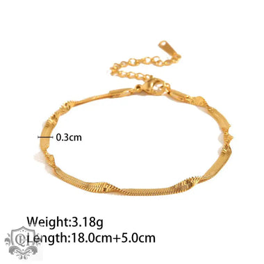 Gold Herringbone 18K Gold Fashion Trend Chain Design Bracelet Necklace Set for elegance