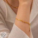 Gold bracelet with adjustable chain in 18K Gold Fashion Trend Chain Design Bracelet Necklace Set