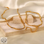 18K Gold Fashion Trend Chain Design Bracelet Necklace Set featuring a gold twisted chain