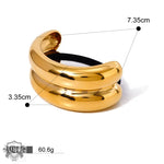 Gold-colored double-banded hair tie in 18K gold light luxury style hair accessories