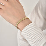 18K gold minimalist fashionable flat snake bone chain design versatile bracelet - QH Clothing