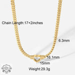 18K Gold Flat Snake Chain Heart Pendant Necklace - QH Clothing