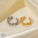 18K Gold Floral C-Shaped Ring - QH Clothing