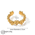 18K Gold Floral C-Shaped Ring - QH Clothing