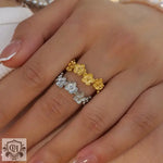 18K Gold Floral C-Shaped Ring - QH Clothing