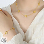 18K Gold Floral Necklace and Bracelet - QH Clothing