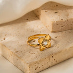 18K Gold Flower Design Ring - QH Clothing