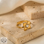 18K Gold Flower Design Ring - QH Clothing