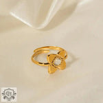 18K Gold Flower Design Ring - QH Clothing