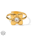 18K Gold Flower Design Ring - QH Clothing